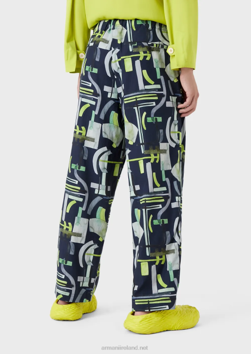 Men 086V1367 All-Over Pattern Lyocell-Blend Drawstring Trousers Armani Pattern