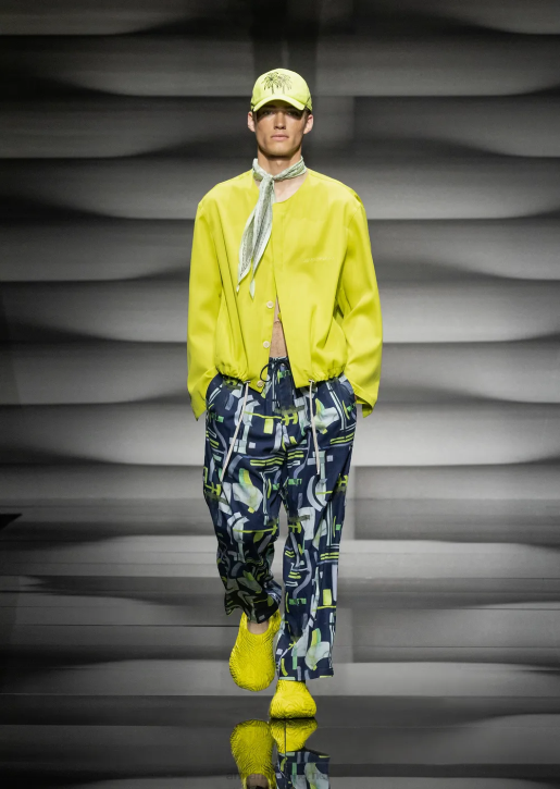 Men 086V1367 All-Over Pattern Lyocell-Blend Drawstring Trousers Armani Pattern
