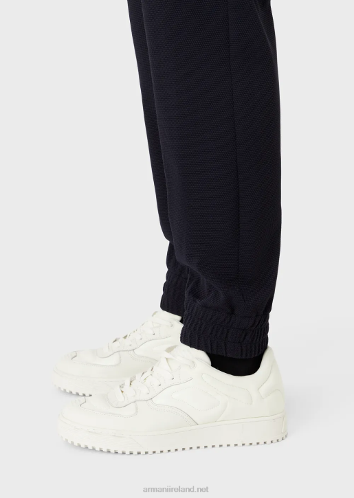 Men 086V1368 Trousers With Elasticated Ankle Cuffs In 3D Stretch Technical Jersey Armani Navy Blue