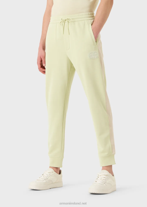 Men 086V1377 Jersey Joggers With Ea Patch And Stripes Armani Light Green