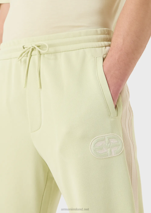 Men 086V1377 Jersey Joggers With Ea Patch And Stripes Armani Light Green