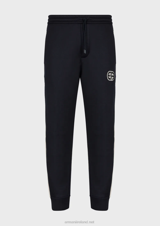 Men 086V1378 Jersey Joggers With Ea Patch And Stripes Armani Navy Blue