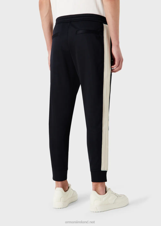 Men 086V1378 Jersey Joggers With Ea Patch And Stripes Armani Navy Blue