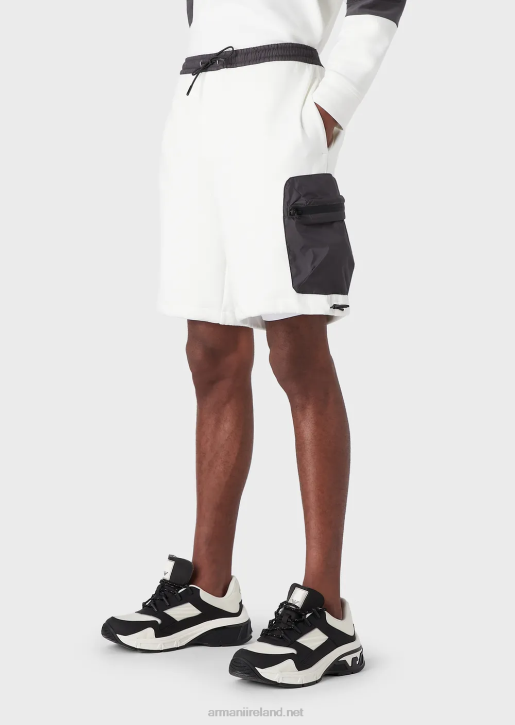 Men 086V1381 Travel Essentials Double-Jersey Drawstring Board Shorts Armani White