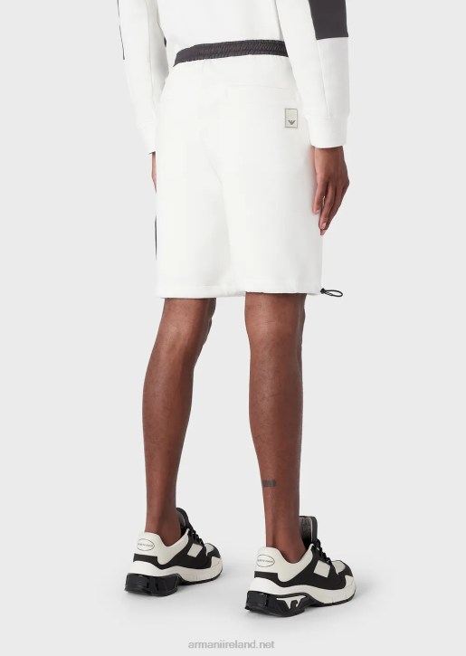 Men 086V1381 Travel Essentials Double-Jersey Drawstring Board Shorts Armani White