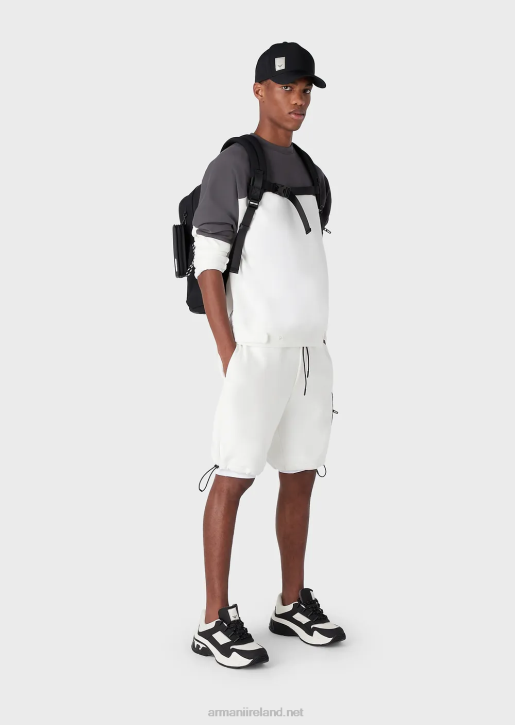 Men 086V1381 Travel Essentials Double-Jersey Drawstring Board Shorts Armani White
