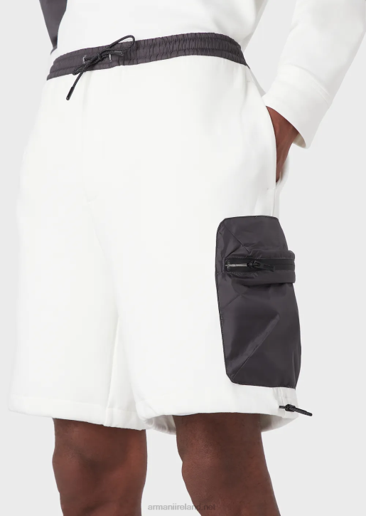Men 086V1381 Travel Essentials Double-Jersey Drawstring Board Shorts Armani White
