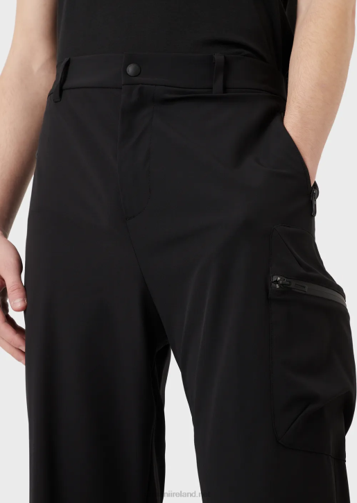 Men 086V1386 Travel Essentials Water-Repellent, Two-Way Stretch Technical-Nylon Trousers Armani Black
