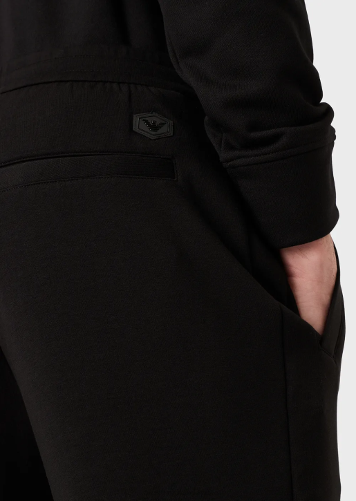 Men 086V1393 Double-Jersey Joggers With Welt Pocket Armani Black