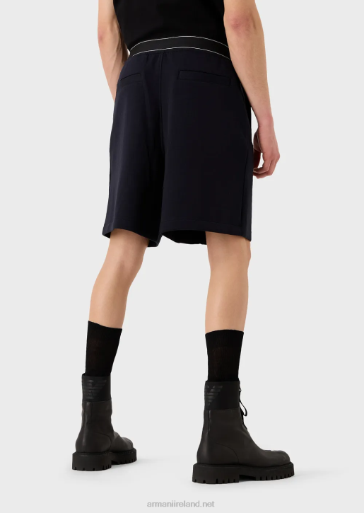 Men 086V1400 Double-Jersey Board Shorts With Drawstring And Logo Waistband Armani Navy Blue
