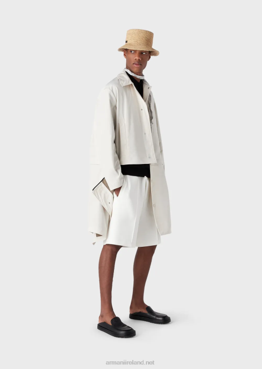 Men 086V1401 Double-Jersey Board Shorts With Drawstring And Logo Waistband Armani White