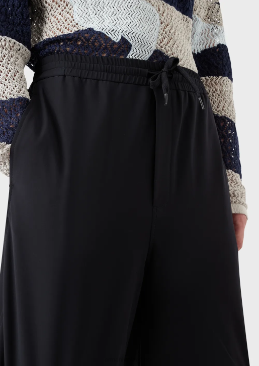 Men 086V1402 Two-Way Stretch Technical Nylon Trousers With Elasticated Cuffs Armani Navy Blue