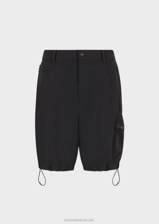 Men 086V1403 Travel Essentials Water-Repellent, Two-Way Stretch Technical-Nylon Board Shorts Armani Black