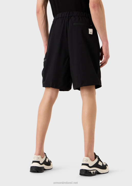 Men 086V1403 Travel Essentials Water-Repellent, Two-Way Stretch Technical-Nylon Board Shorts Armani Black