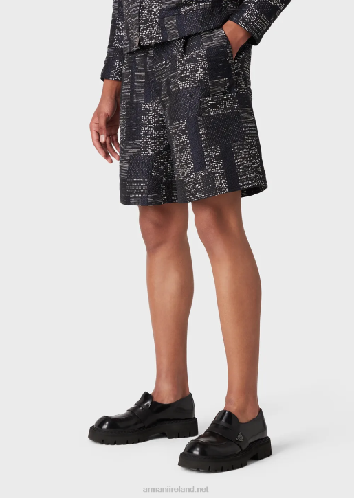 Men 086V1405 Patchwork-Effect Vanise Jacquard Board Shorts Armani Pattern