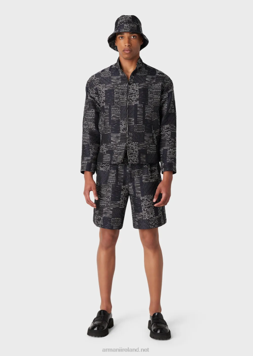 Men 086V1405 Patchwork-Effect Vanise Jacquard Board Shorts Armani Pattern