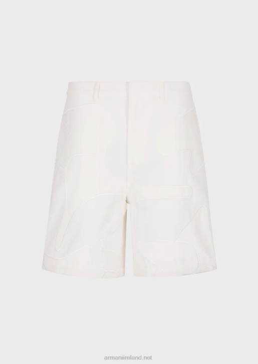 Men 086V1406 Canvas Board Shorts With Oversized Colour-Matched Camouflage Embroidery Armani
