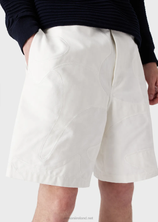 Men 086V1406 Canvas Board Shorts With Oversized Colour-Matched Camouflage Embroidery Armani