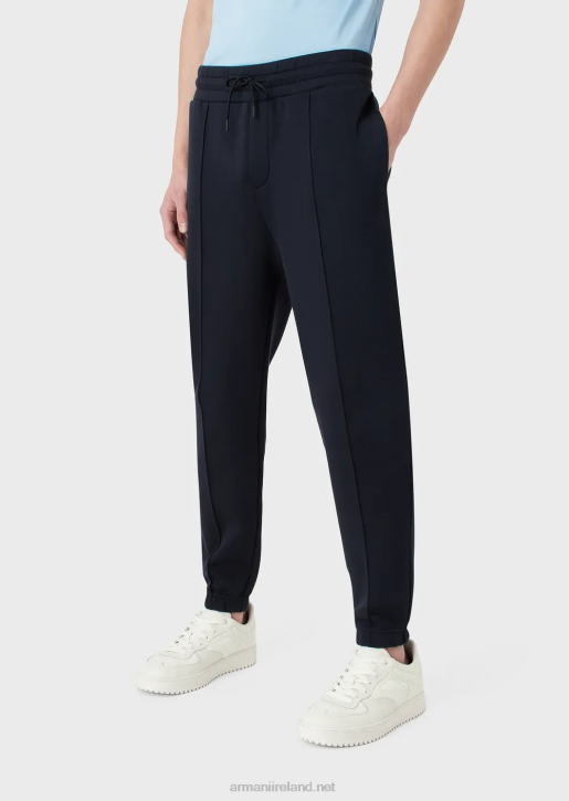Men 086V1412 Modal Jersey Joggers With Ribbing Armani Navy Blue