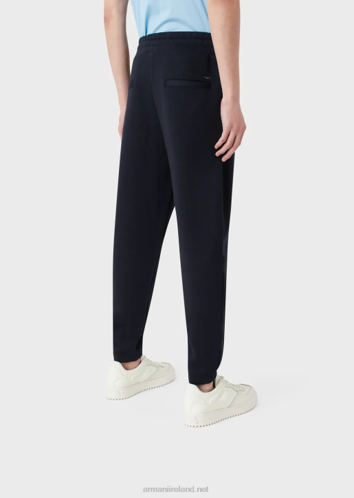 Men 086V1412 Modal Jersey Joggers With Ribbing Armani Navy Blue