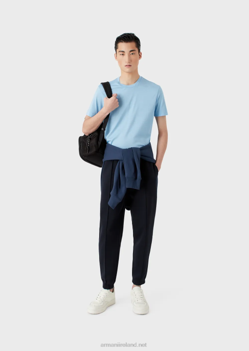 Men 086V1412 Modal Jersey Joggers With Ribbing Armani Navy Blue