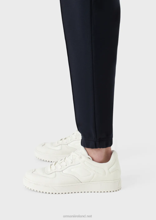 Men 086V1412 Modal Jersey Joggers With Ribbing Armani Navy Blue