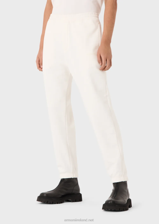 Men 086V1422 Heavy-Jersey Joggers With Bold Rubberised Logo Armani White
