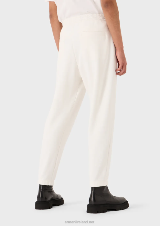 Men 086V1422 Heavy-Jersey Joggers With Bold Rubberised Logo Armani White