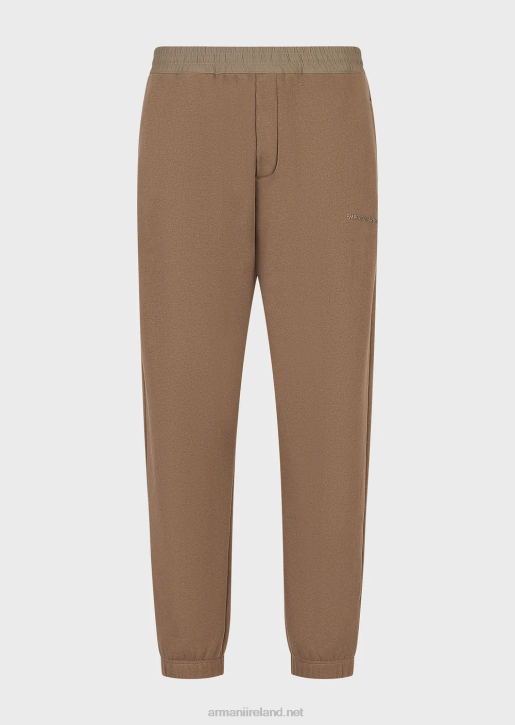 Men 086V1423 Heavy-Jersey Joggers With Bold Rubberised Logo Armani Brown
