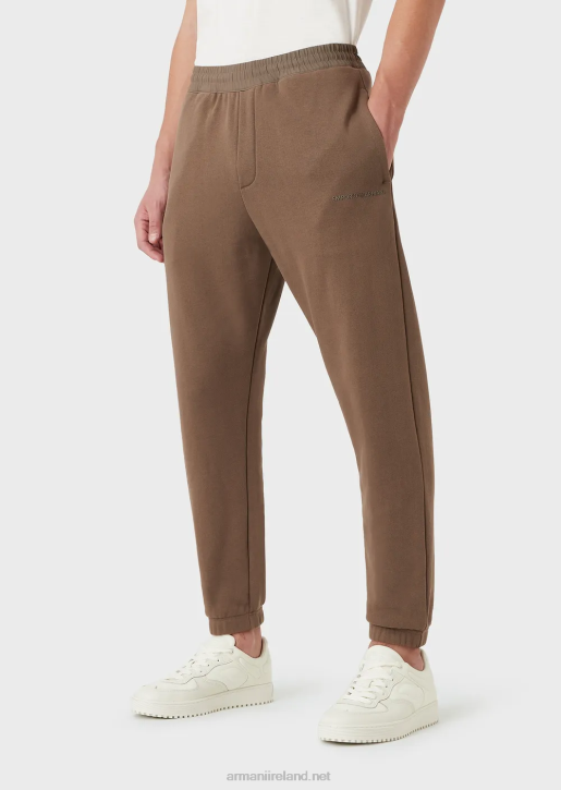 Men 086V1423 Heavy-Jersey Joggers With Bold Rubberised Logo Armani Brown