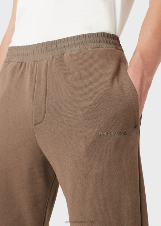 Men 086V1423 Heavy-Jersey Joggers With Bold Rubberised Logo Armani Brown