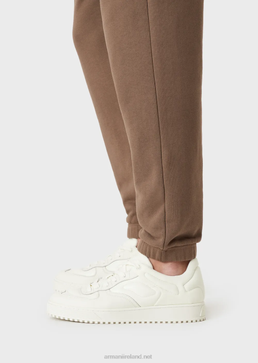Men 086V1423 Heavy-Jersey Joggers With Bold Rubberised Logo Armani Brown