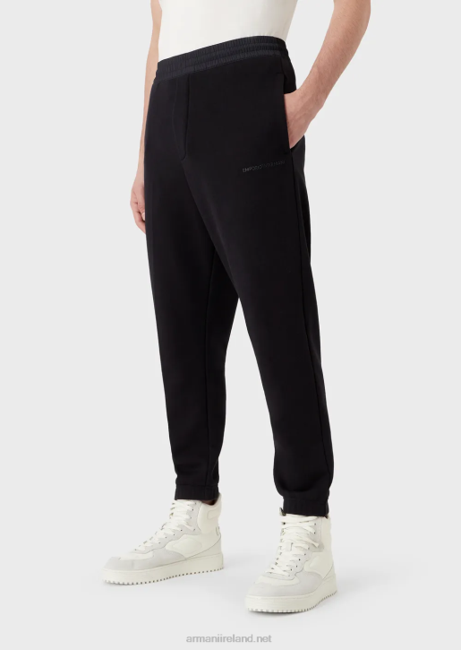 Men 086V1424 Heavy-Jersey Joggers With Bold Rubberised Logo Armani Navy Blue