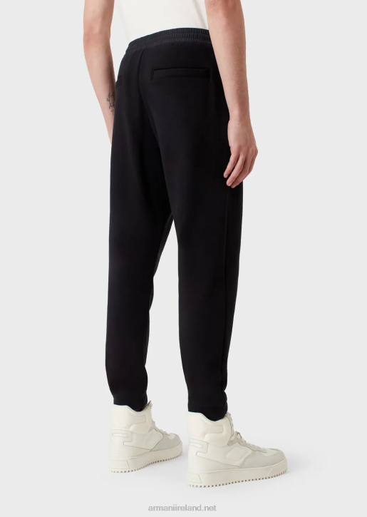 Men 086V1424 Heavy-Jersey Joggers With Bold Rubberised Logo Armani Navy Blue