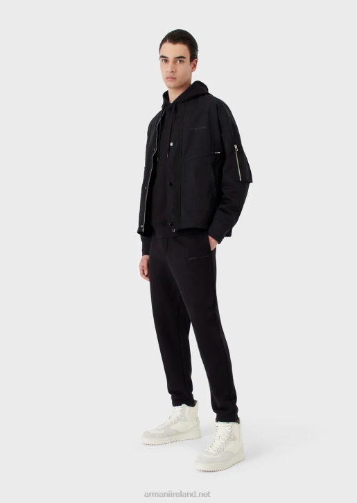 Men 086V1424 Heavy-Jersey Joggers With Bold Rubberised Logo Armani Navy Blue
