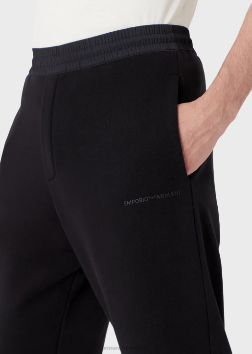 Men 086V1424 Heavy-Jersey Joggers With Bold Rubberised Logo Armani Navy Blue
