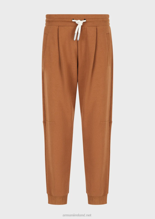 Men 086V1435 Sustainable Collection Smooth-Finish Organic Jersey-Fleece Joggers Armani Beige