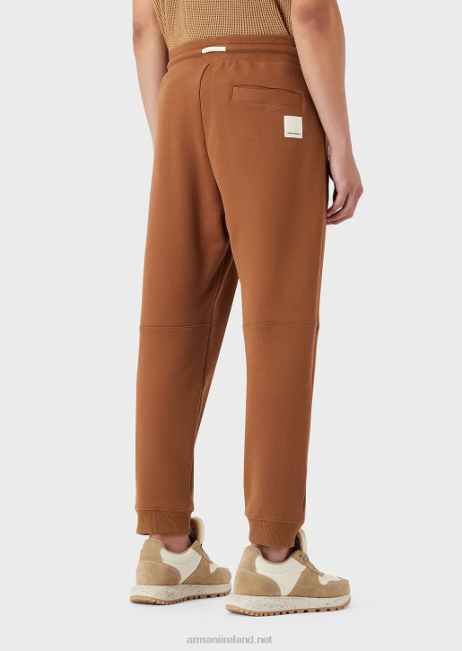 Men 086V1435 Sustainable Collection Smooth-Finish Organic Jersey-Fleece Joggers Armani Beige