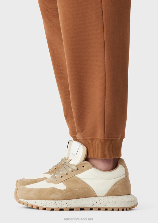 Men 086V1435 Sustainable Collection Smooth-Finish Organic Jersey-Fleece Joggers Armani Beige
