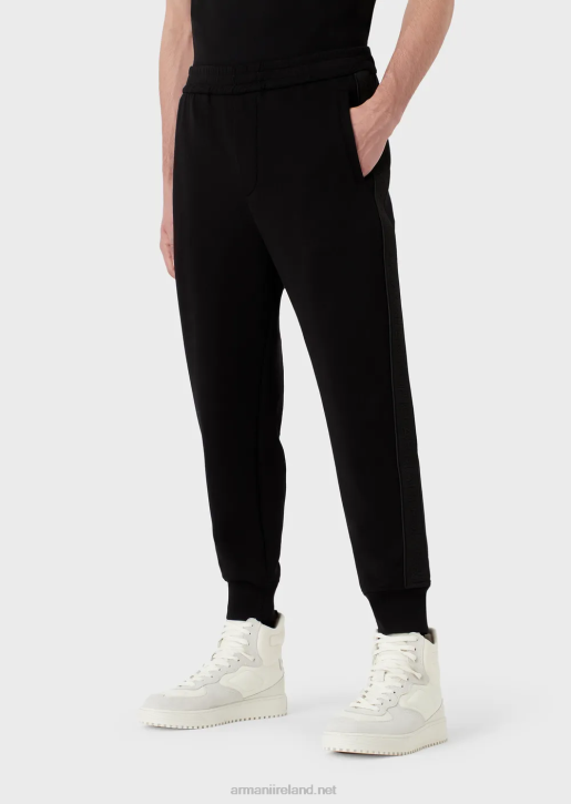 Men 086V1438 Double-Jersey Joggers With Logo Tape Armani Black
