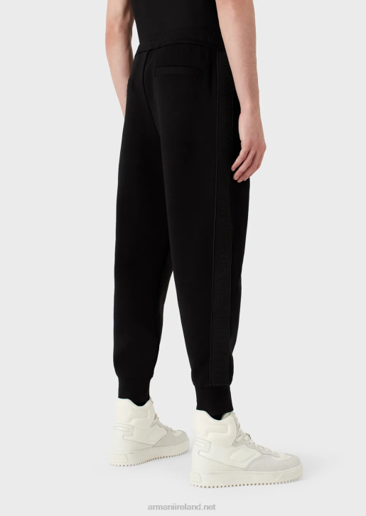 Men 086V1438 Double-Jersey Joggers With Logo Tape Armani Black