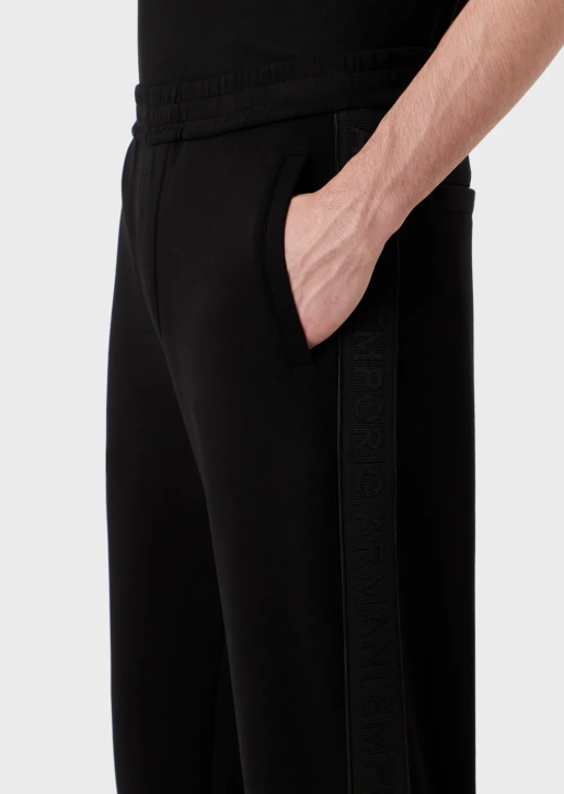 Men 086V1438 Double-Jersey Joggers With Logo Tape Armani Black