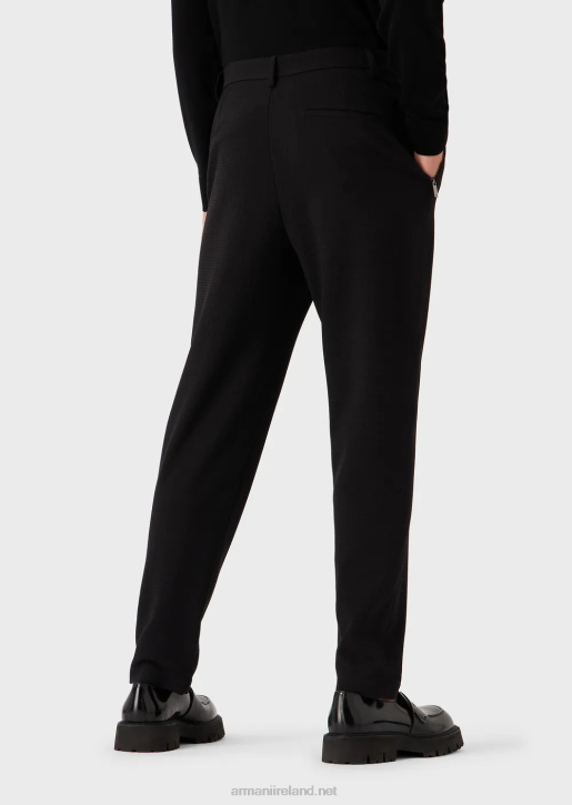 Men 086V1449 Trousers In 3D Stretch Technical Wool Armani Black