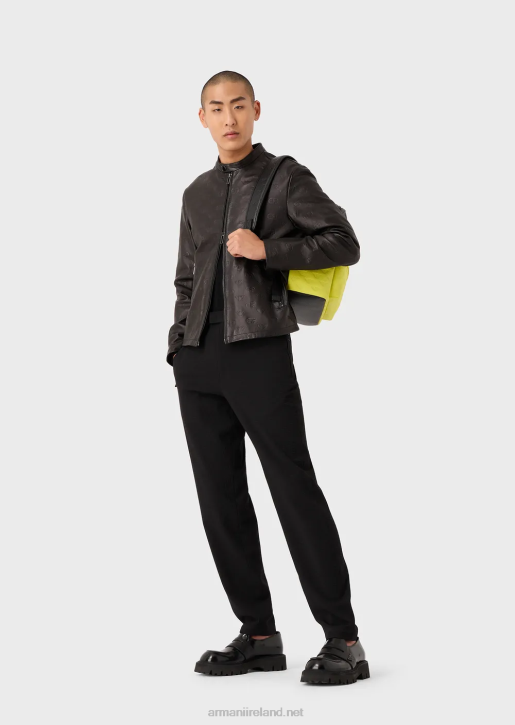 Men 086V1449 Trousers In 3D Stretch Technical Wool Armani Black