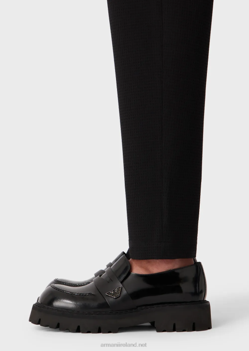 Men 086V1449 Trousers In 3D Stretch Technical Wool Armani Black