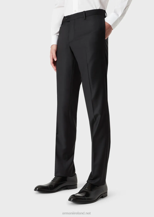 Men 086V1450 Worsted Virgin-Wool, Creased Trousers Armani Black