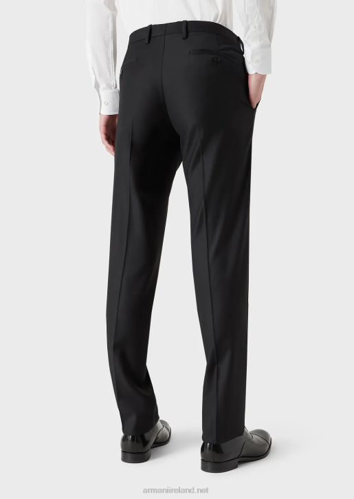 Men 086V1450 Worsted Virgin-Wool, Creased Trousers Armani Black