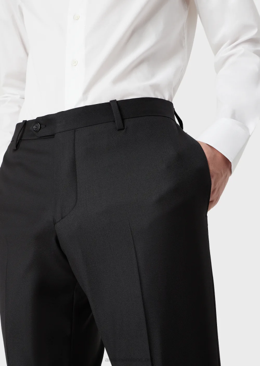 Men 086V1450 Worsted Virgin-Wool, Creased Trousers Armani Black