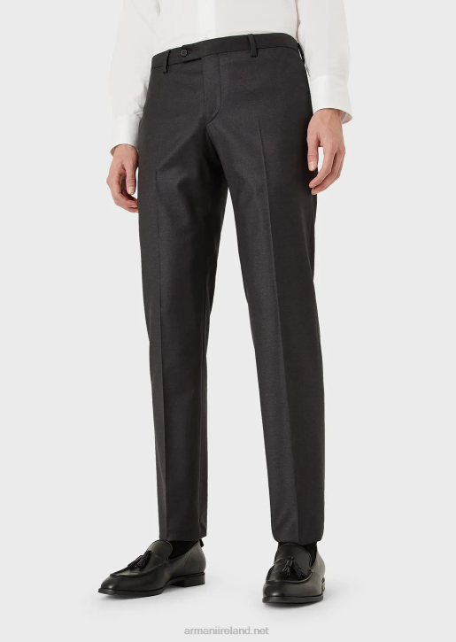 Men 086V1451 Worsted Virgin-Wool, Creased Trousers Armani Graphite