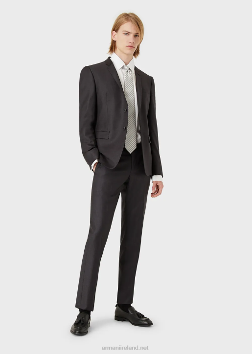 Men 086V1451 Worsted Virgin-Wool, Creased Trousers Armani Graphite